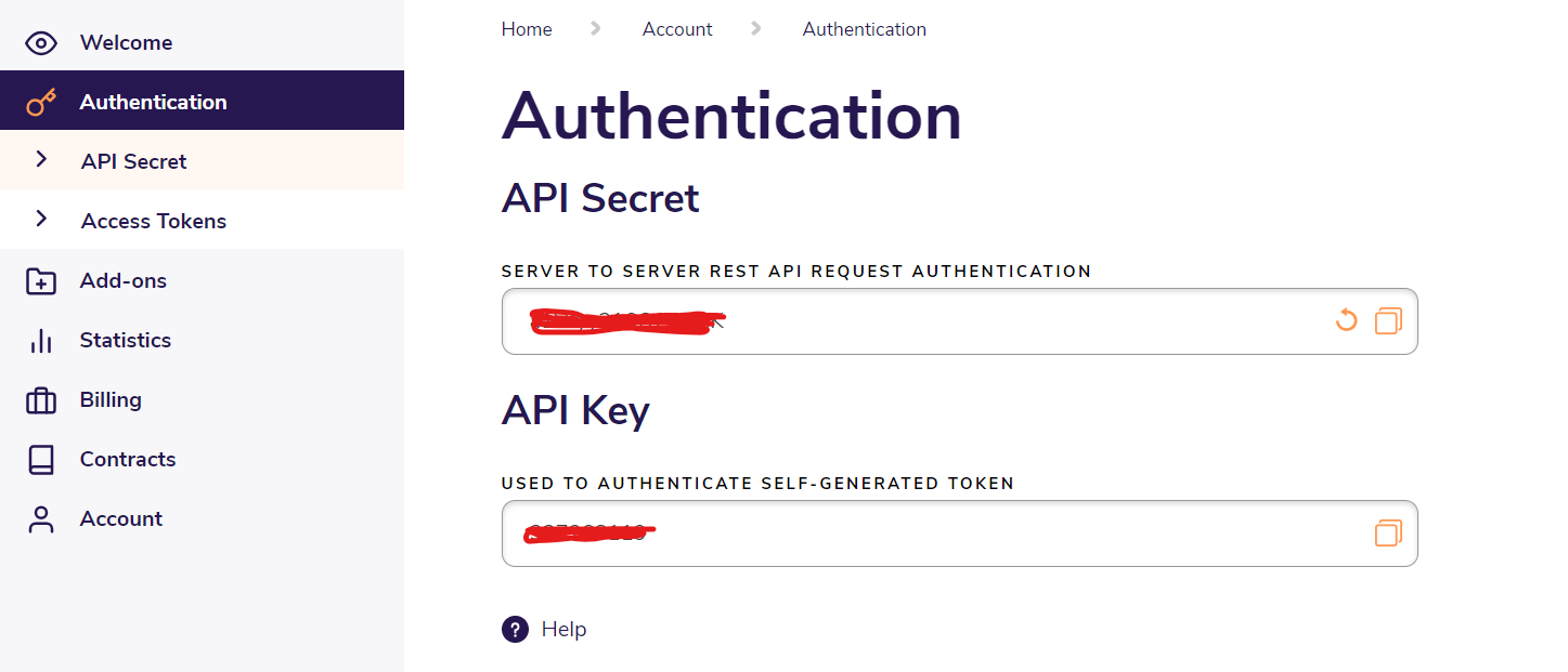 Your API Secret and API key
