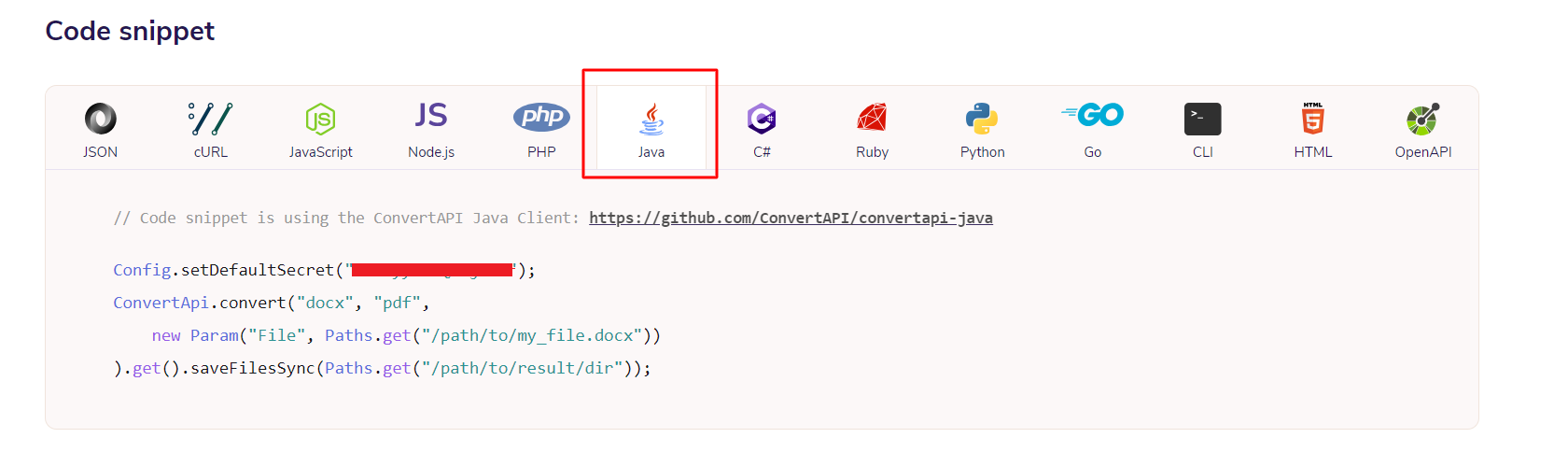 DOCX to PDF converting code snippet for Java Language