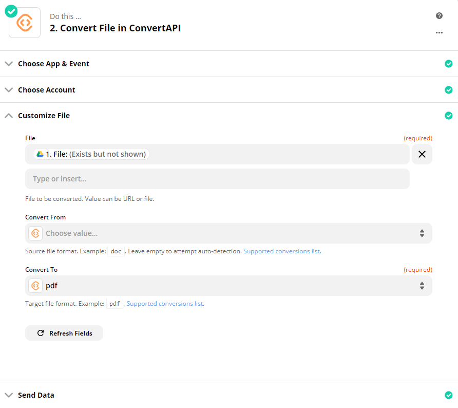 Zapier ConvertAPI convert files to PDF