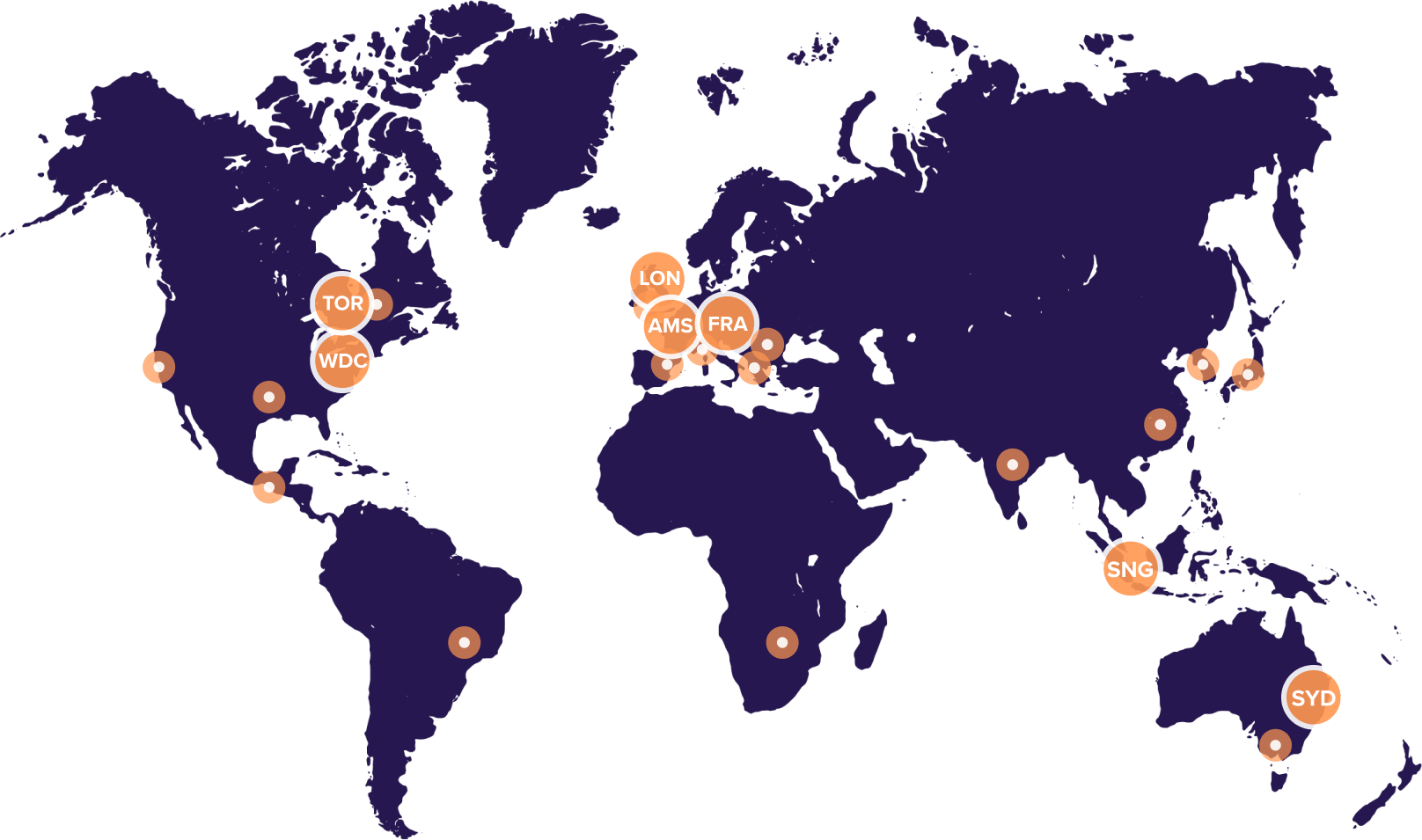 Map of ConvertAPI server locations worldwide